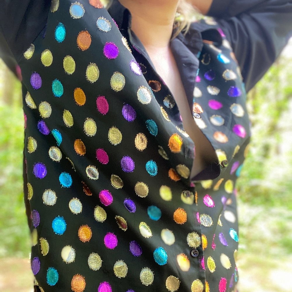 Vintage Metallic Jeri Marque Long Sleeved Sheer